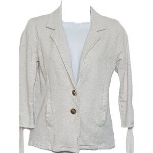 Hem & Thread Womens Jacket S Gray Sweatshirt Button Up Collared Tie Sleeve